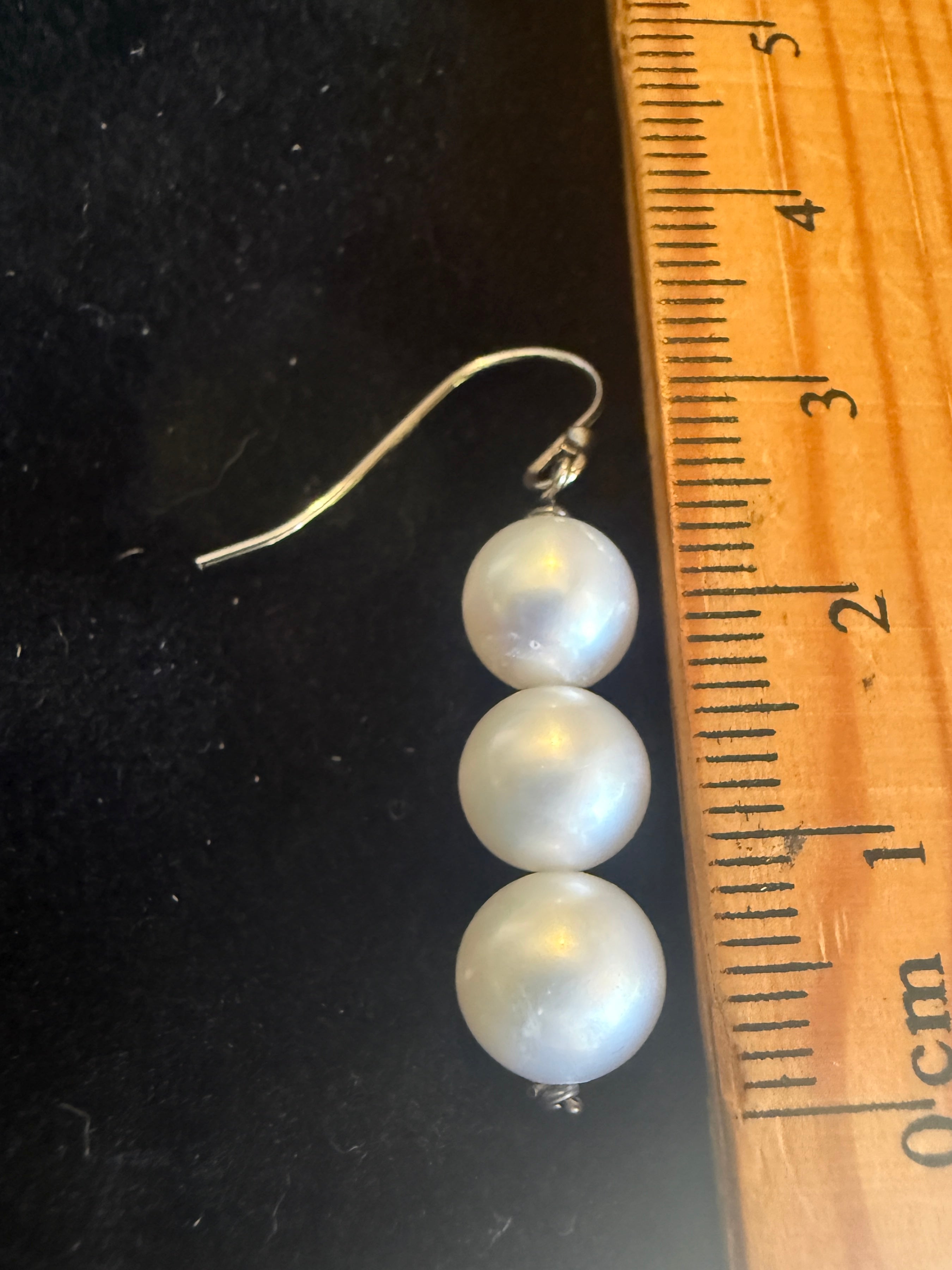 Triple Freshwater Pearl Drop Earrings – Sterling Silver
