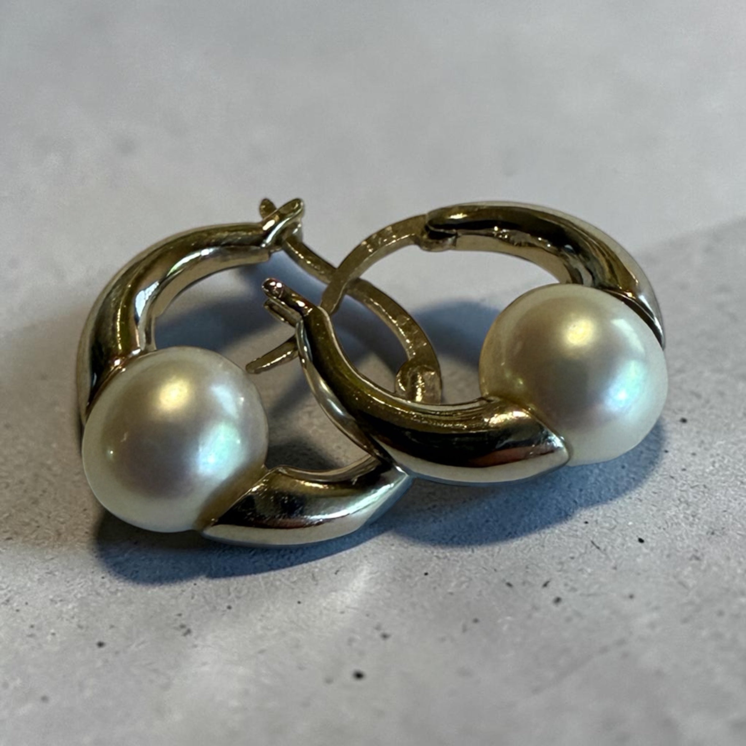 Sterling Silver Pearl Huggie Earrings