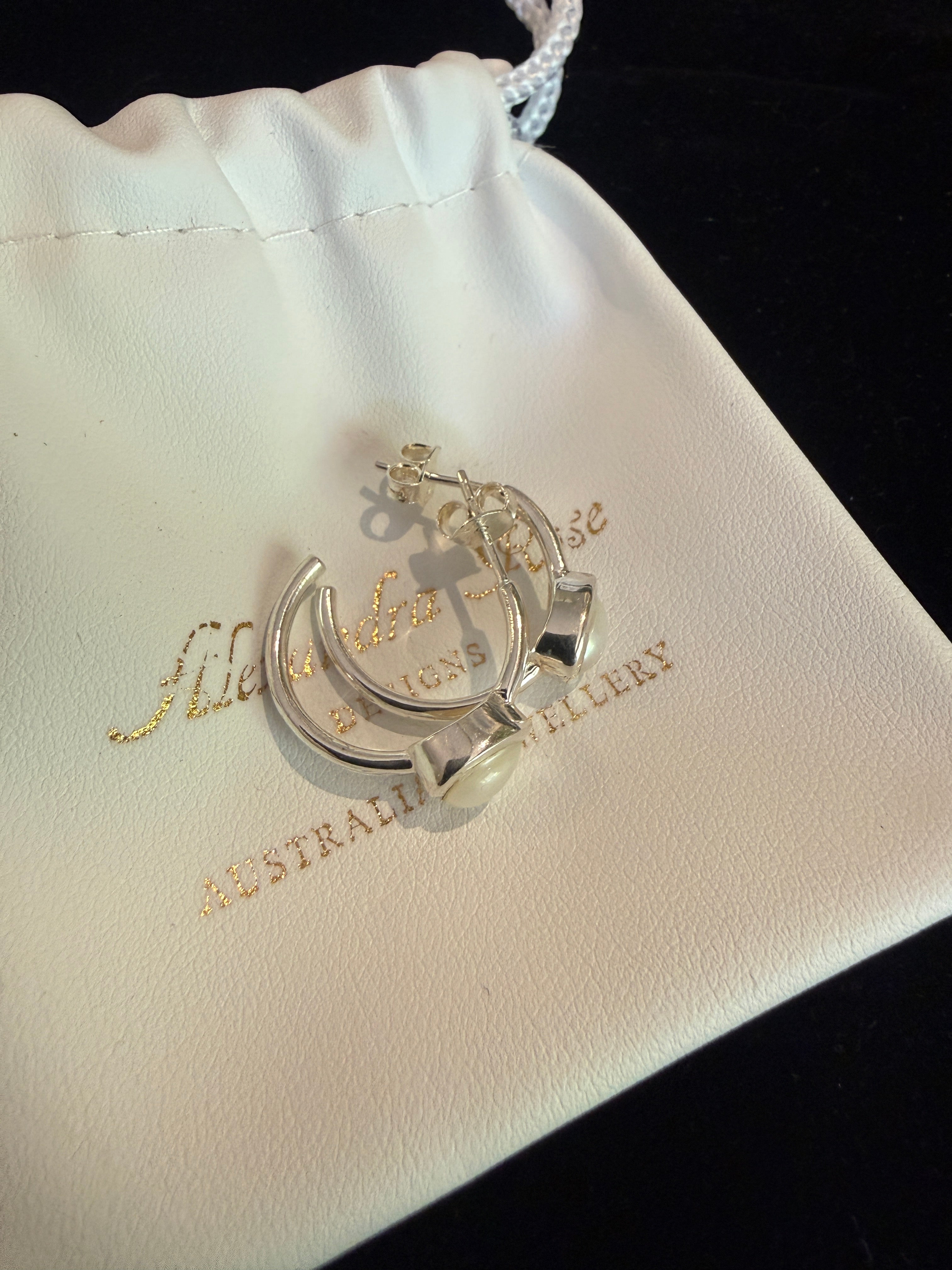 Sterling Silver Pear-Shaped Freshwater Pearl Hoop Earrings