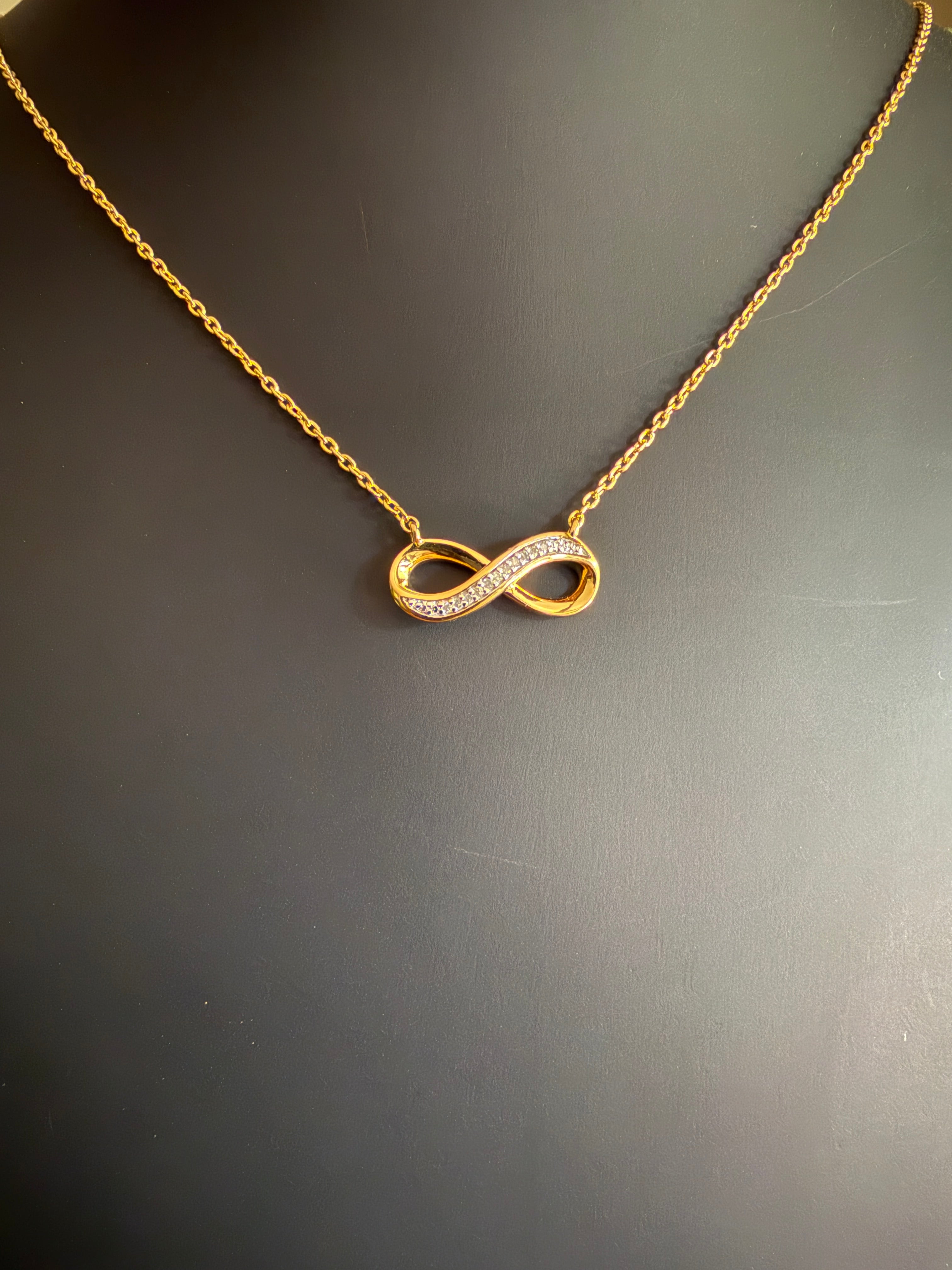 Gold-Plated Silver Diamond-Set Infinity Necklace — Last One