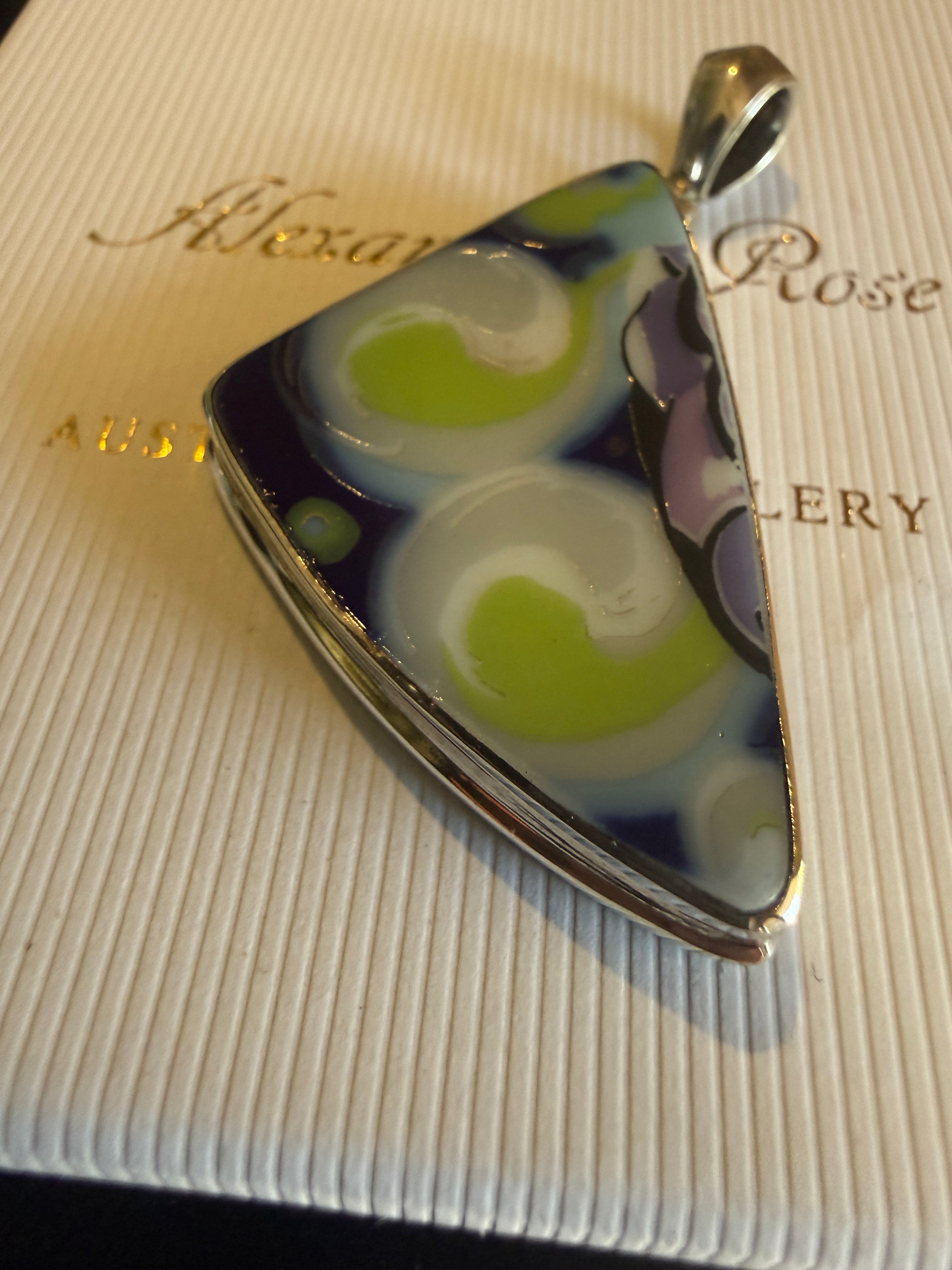 One-of-a-Kind Porcelain Statement Pendant – Sterling Silver