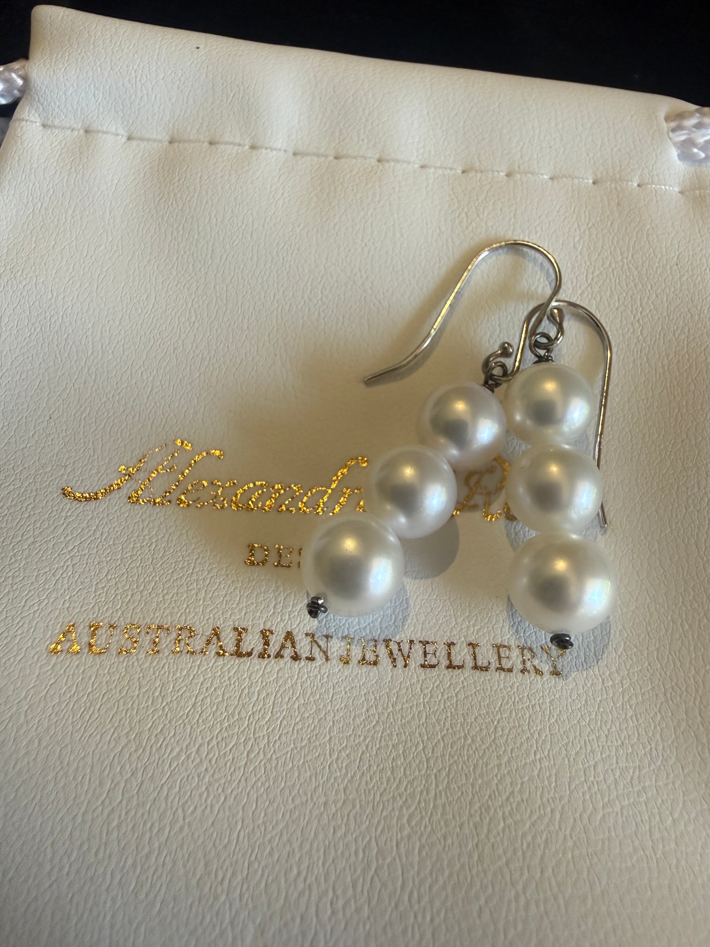 Triple Freshwater Pearl Drop Earrings – Sterling Silver