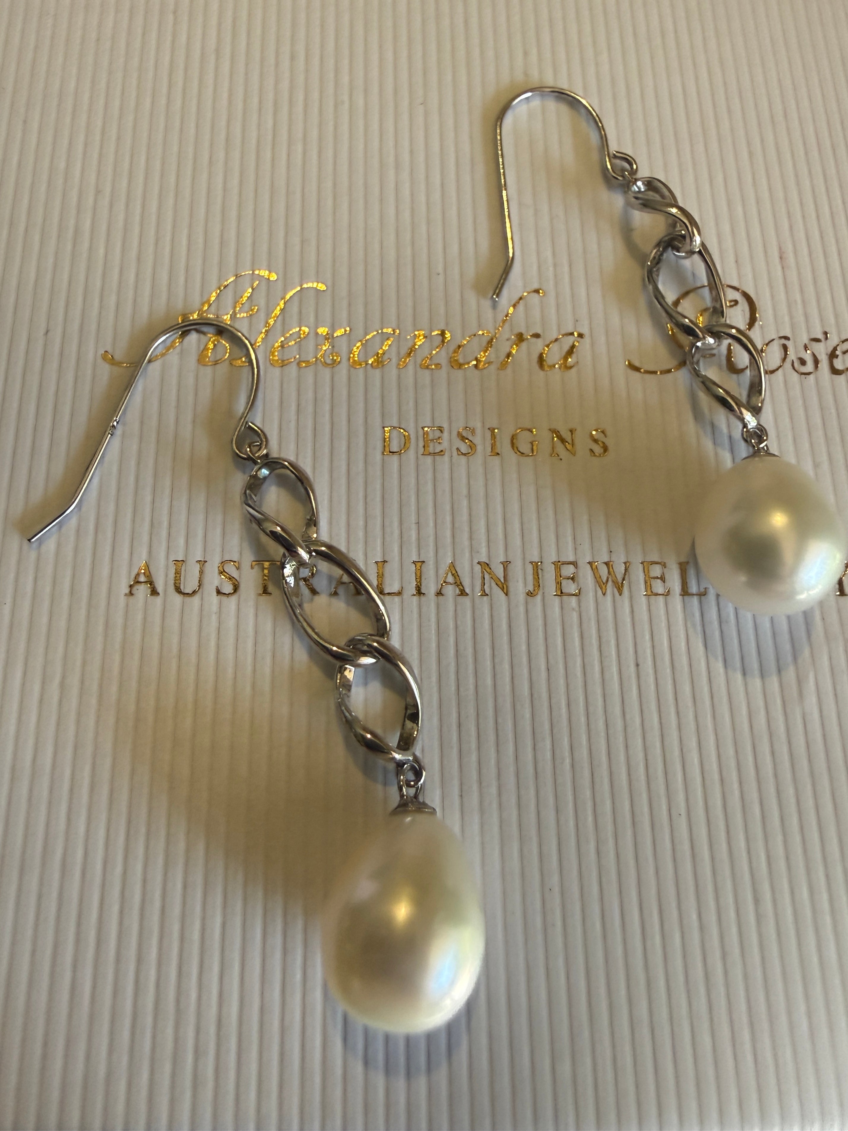 Freshwater Pearl & Sterling Silver Long Drop Earrings