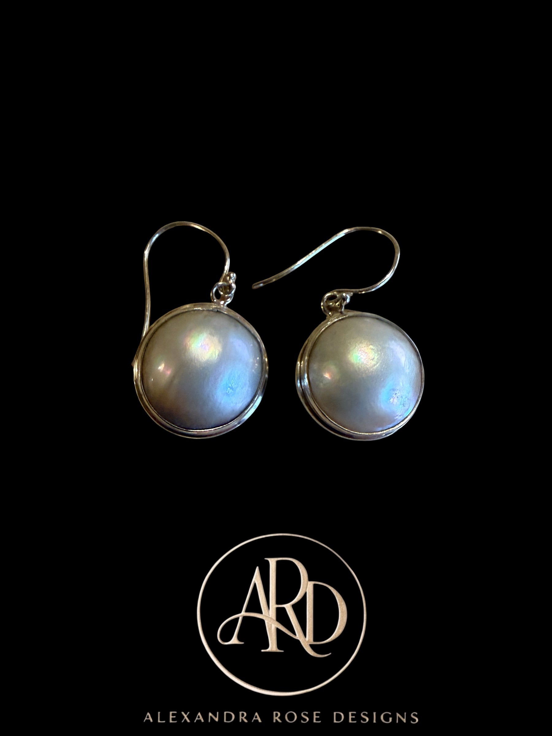 17mm Mabe Pearl Sterling Silver Earrings