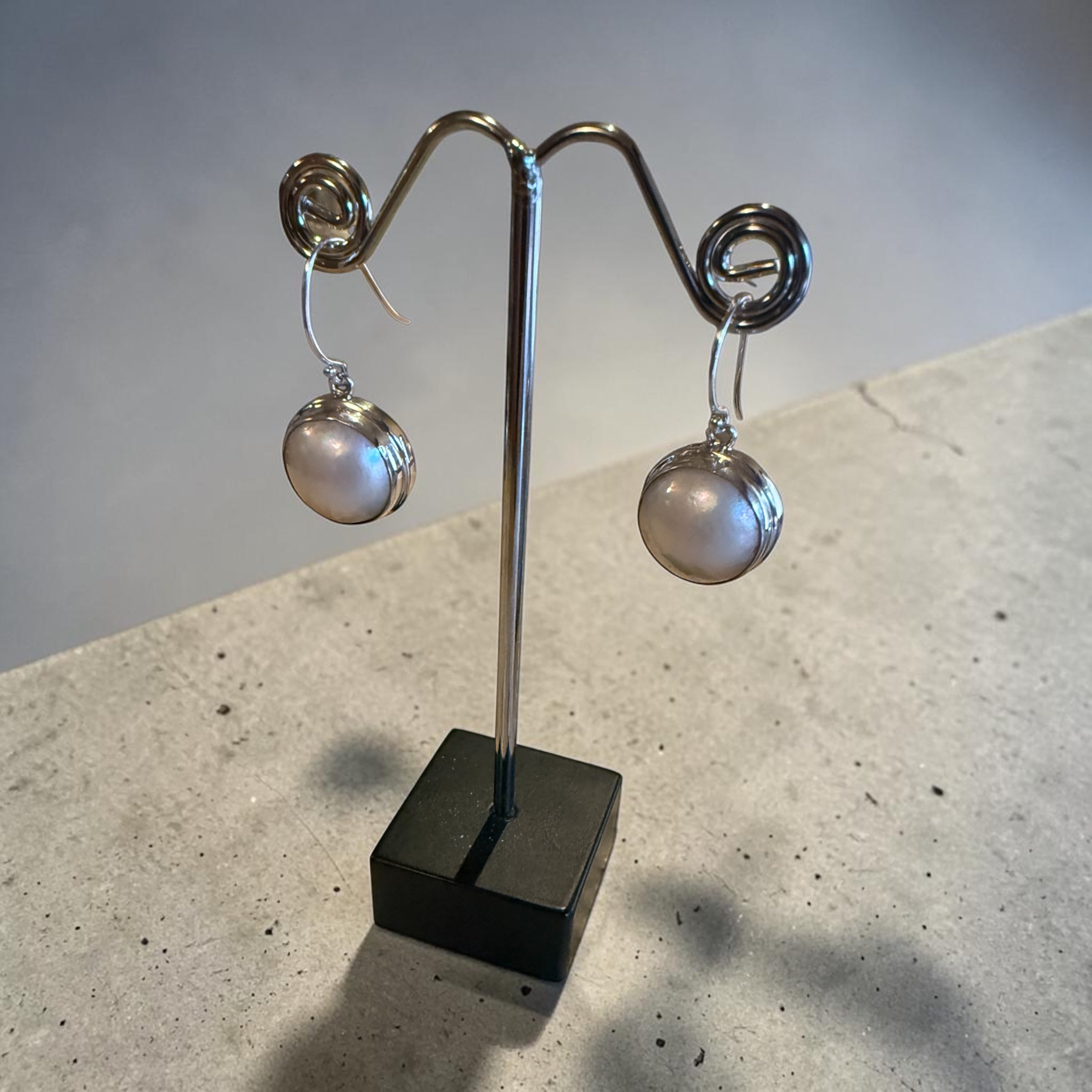 17mm Mabe Pearl Sterling Silver Earrings