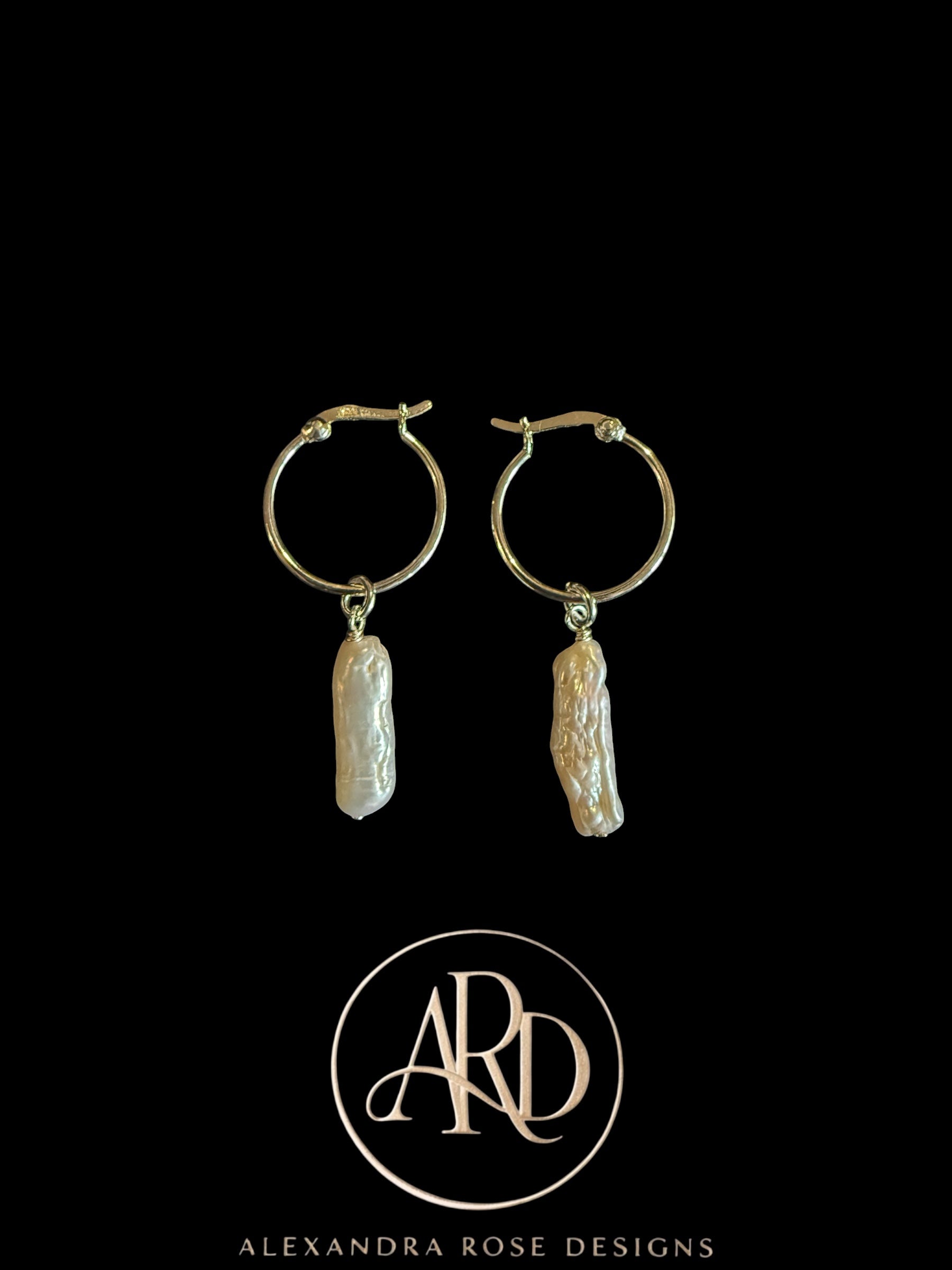 Baroque Freshwater Pearl Sterling Silver Hoop Earrings
